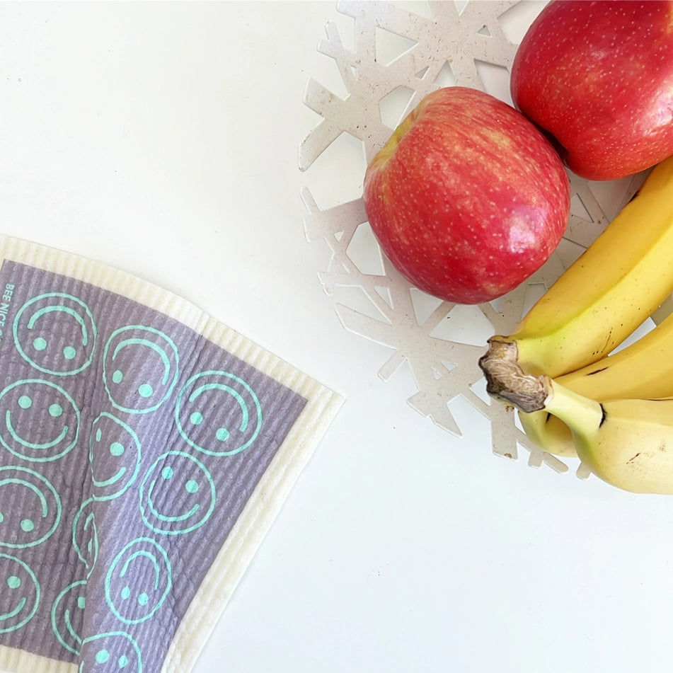 Swedish Sponge Cloth (Lilac Smiley Face)