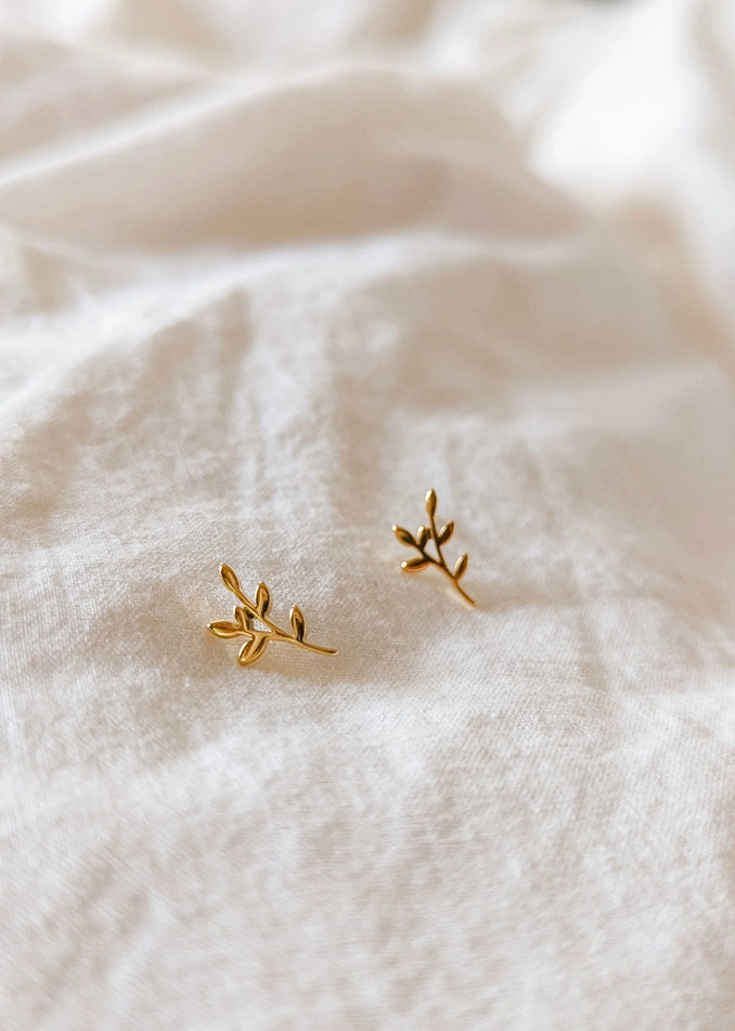 Gold Plated Earrings - Olive Branch