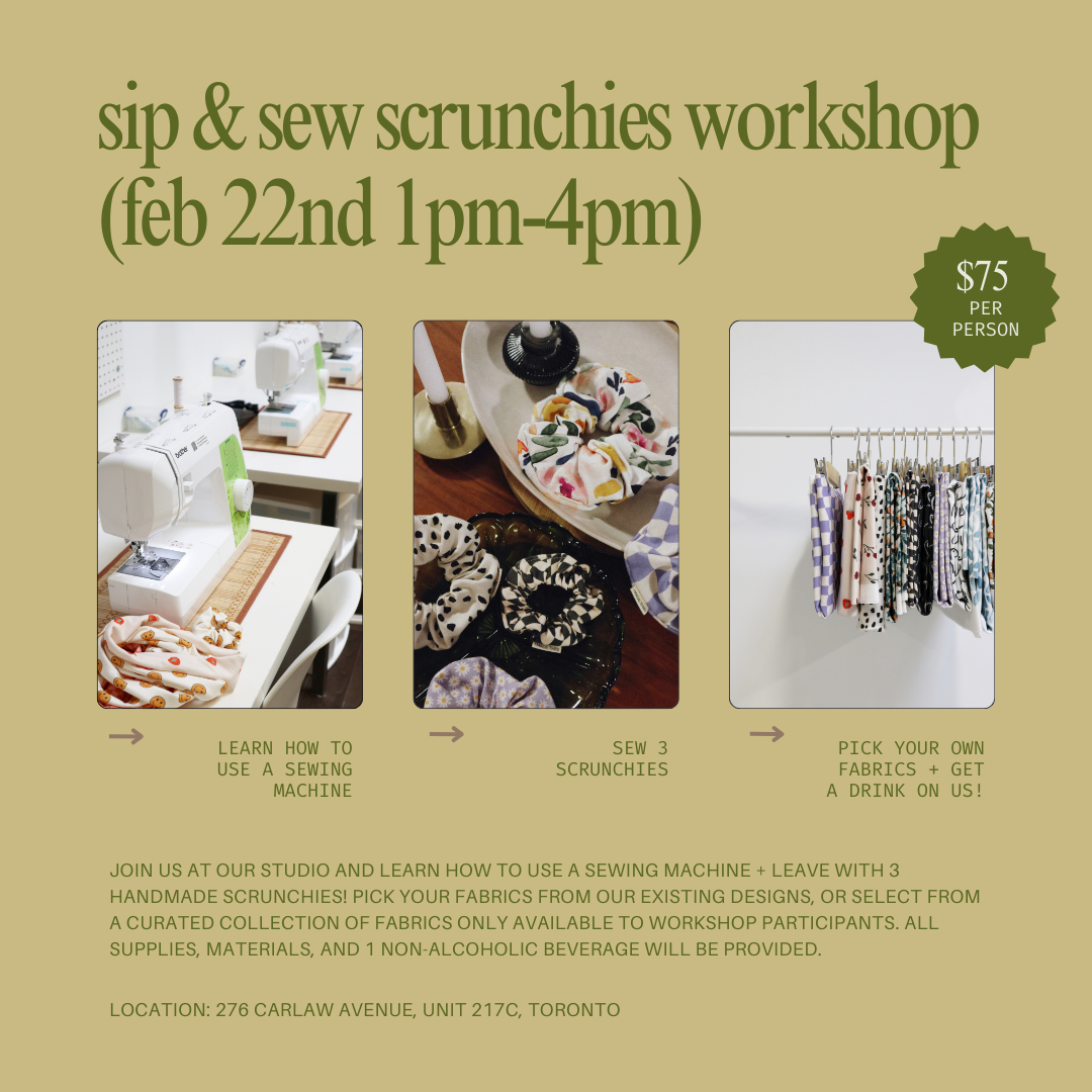 SIP & SEW SCRUNCHIES FEBRUARY 22 1PM-4PM