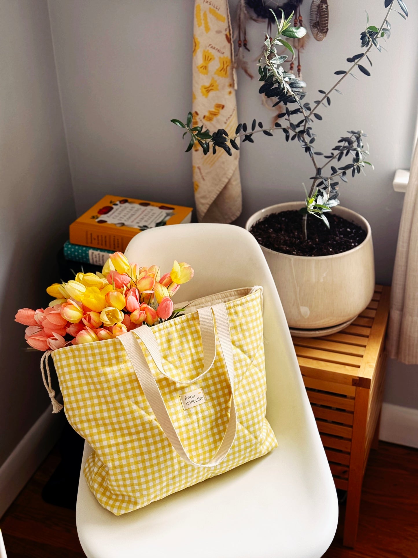 Quilted Tote - Yellow Gingham