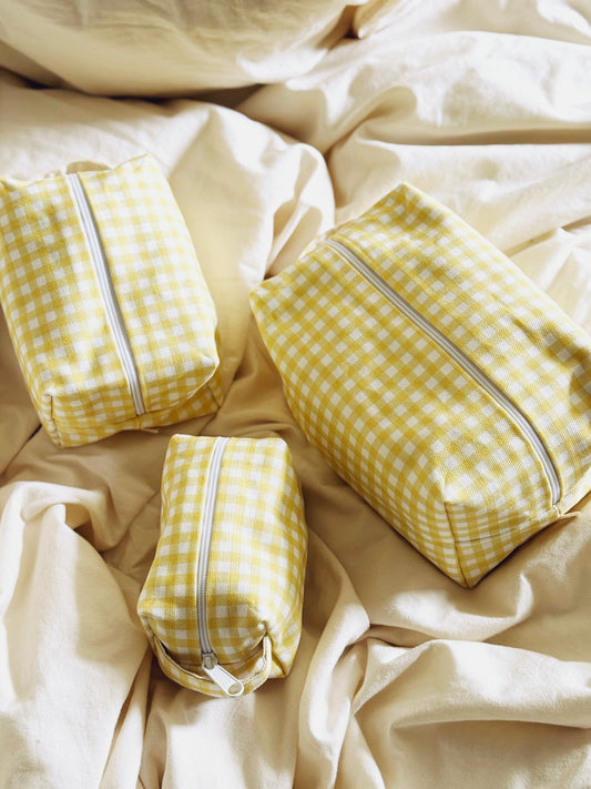 Makeup Bag - Yellow Gingham