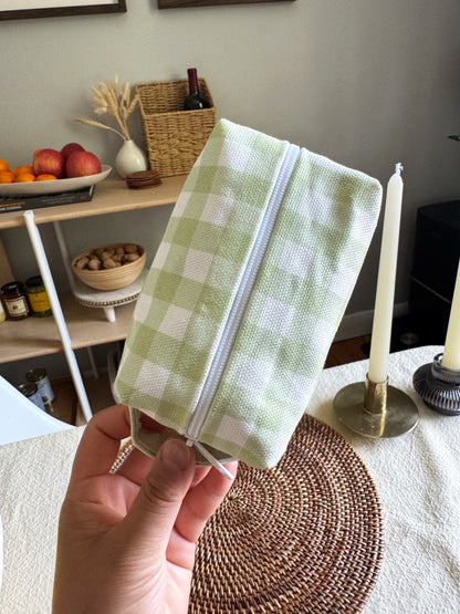 Makeup Bag - Green Gingham
