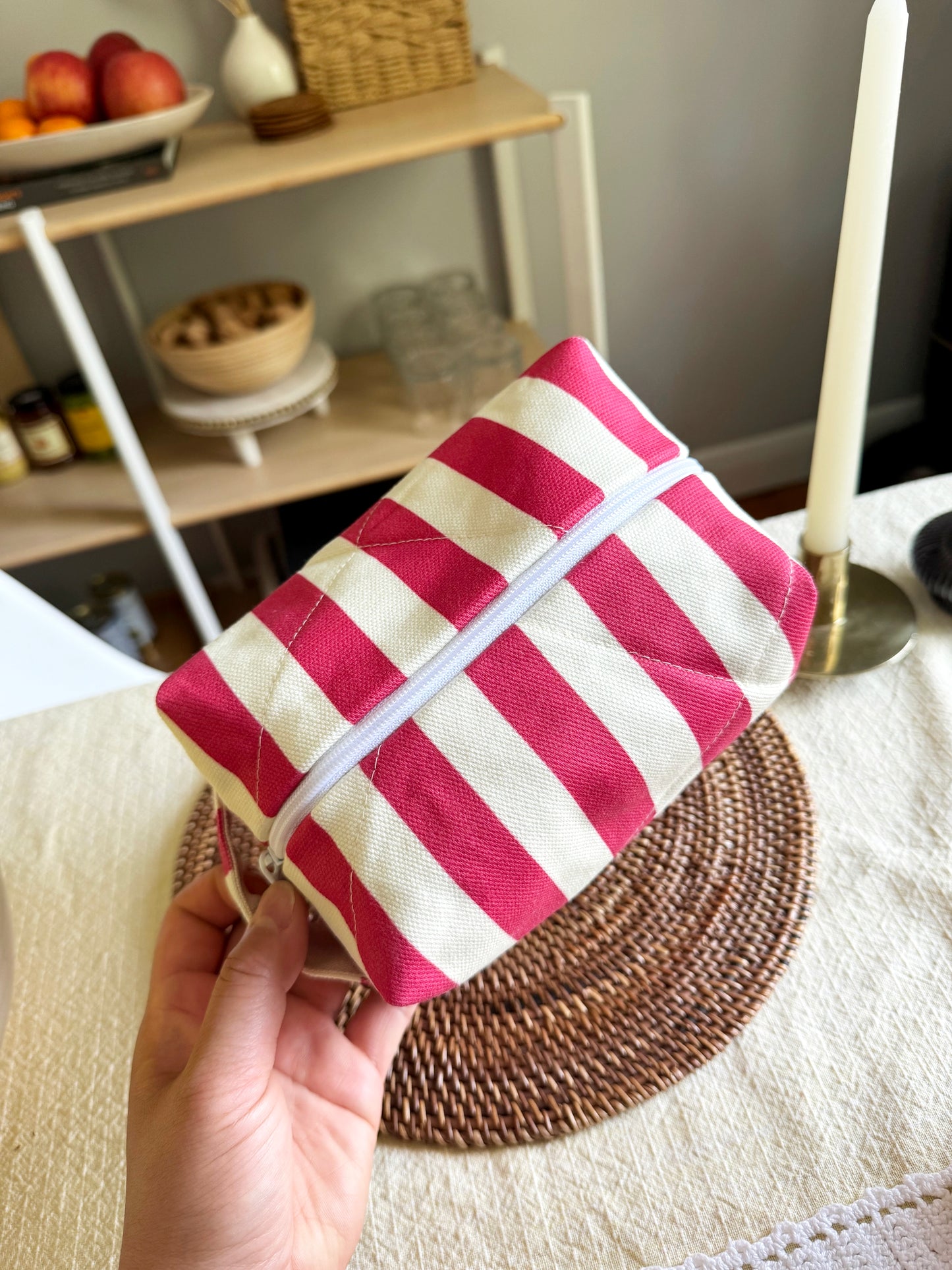Makeup Bag - Candy Stripe (Quilted)