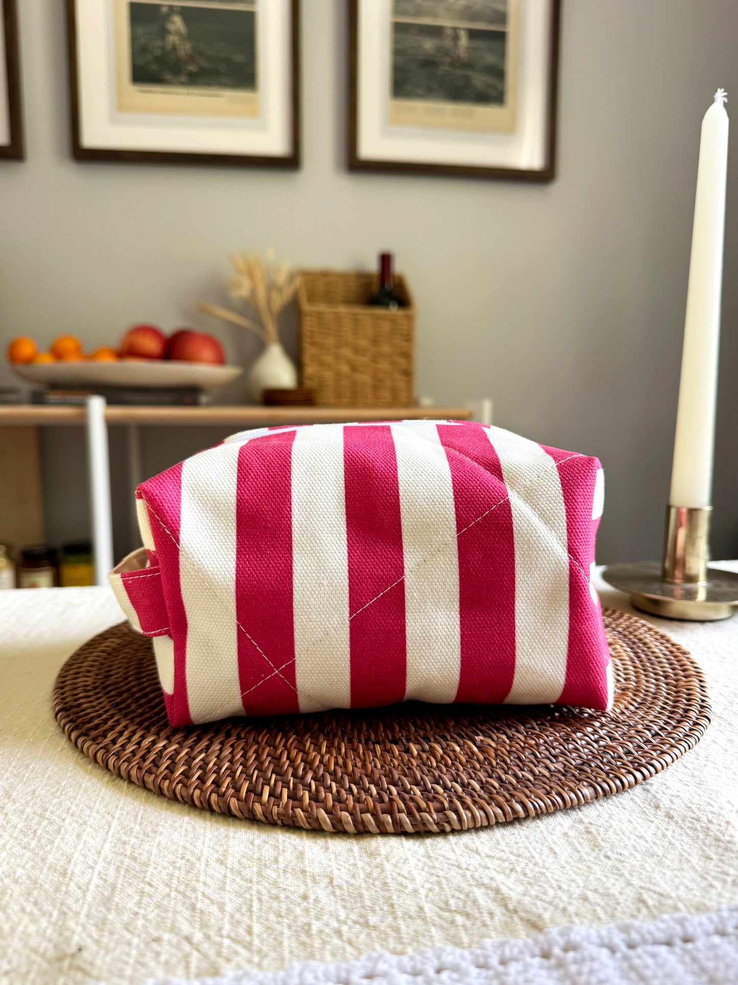 Makeup Bag - Candy Stripe (Quilted)