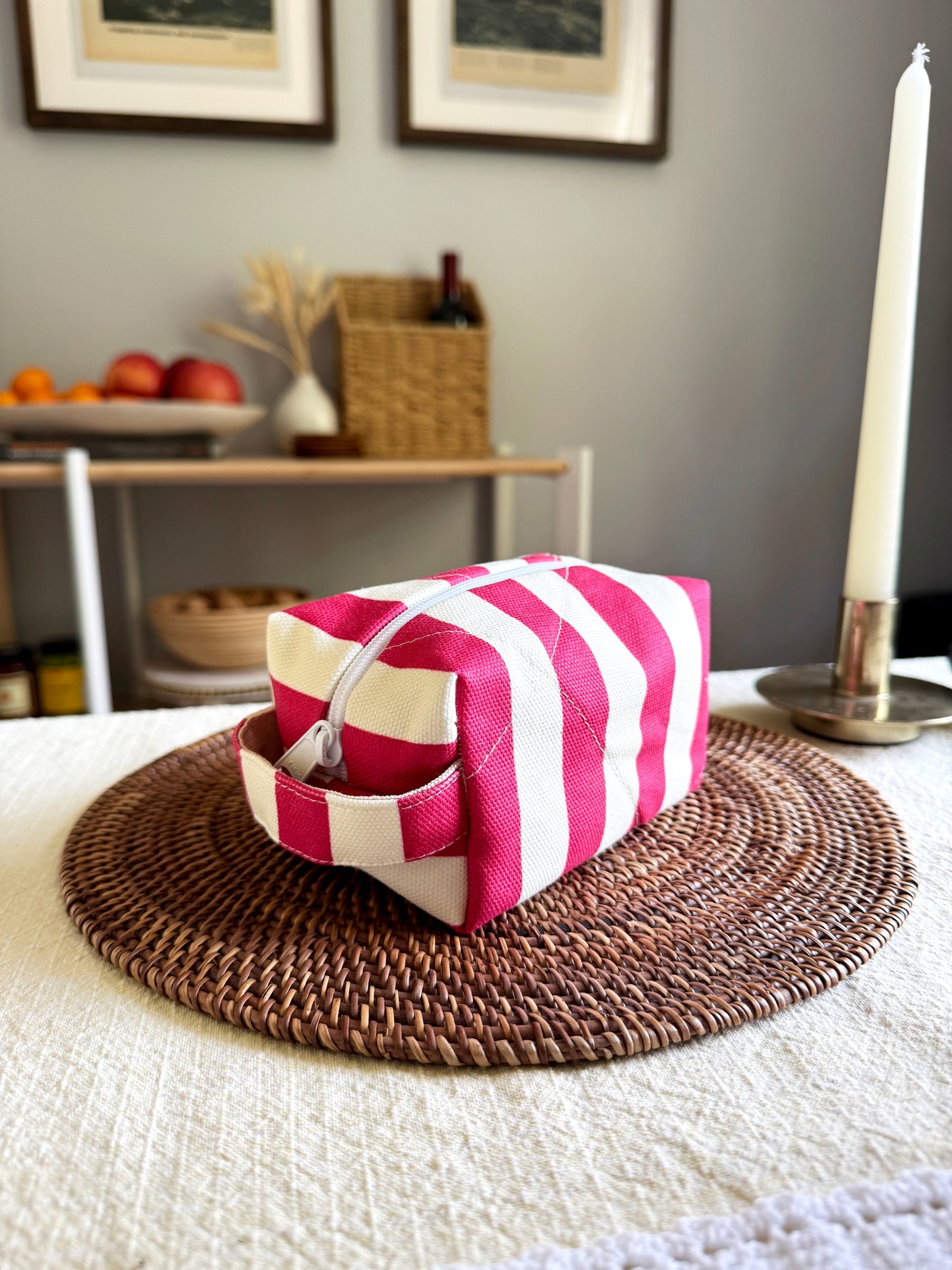 Makeup Bag - Candy Stripe (Quilted)