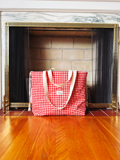 Quilted Tote - Red Gingham