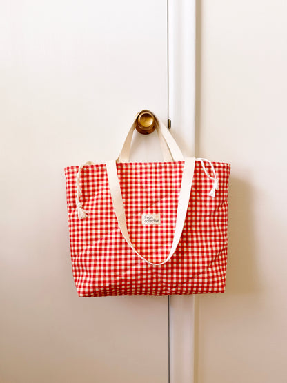 Quilted Tote - Red Gingham