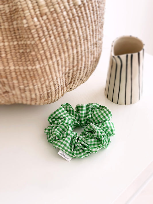 Upcycled Scrunchie - Green Gingham