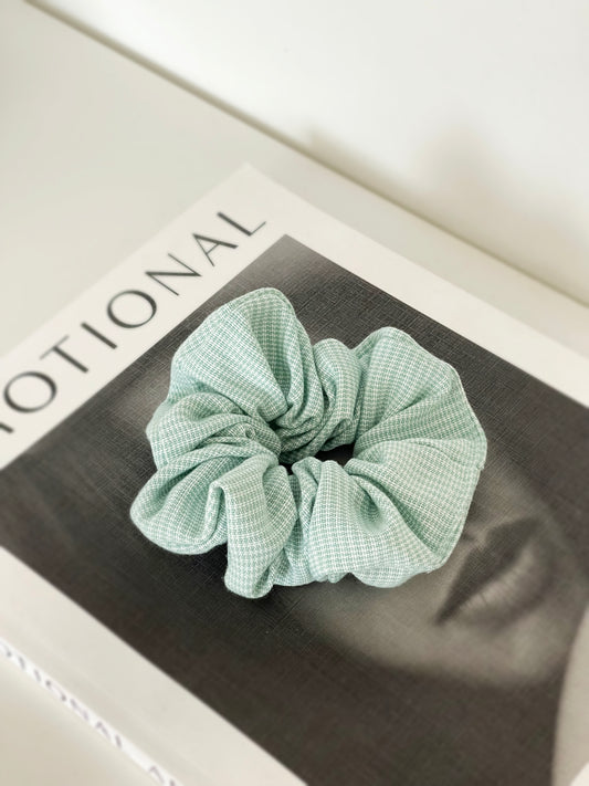 Upcycled Scrunchie - Teal/White