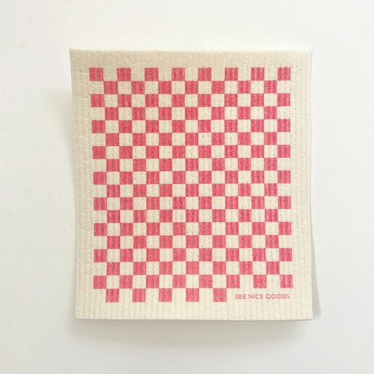 Swedish Sponge Cloth (Pink Checkerboard)