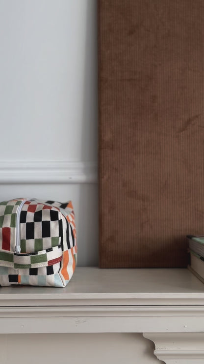 Makeup Bag - Multicolour Checker