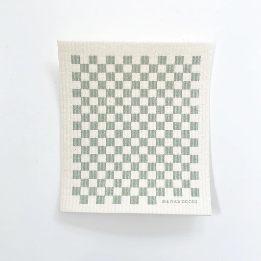 Swedish Sponge Cloth (Sage Checkerboard)