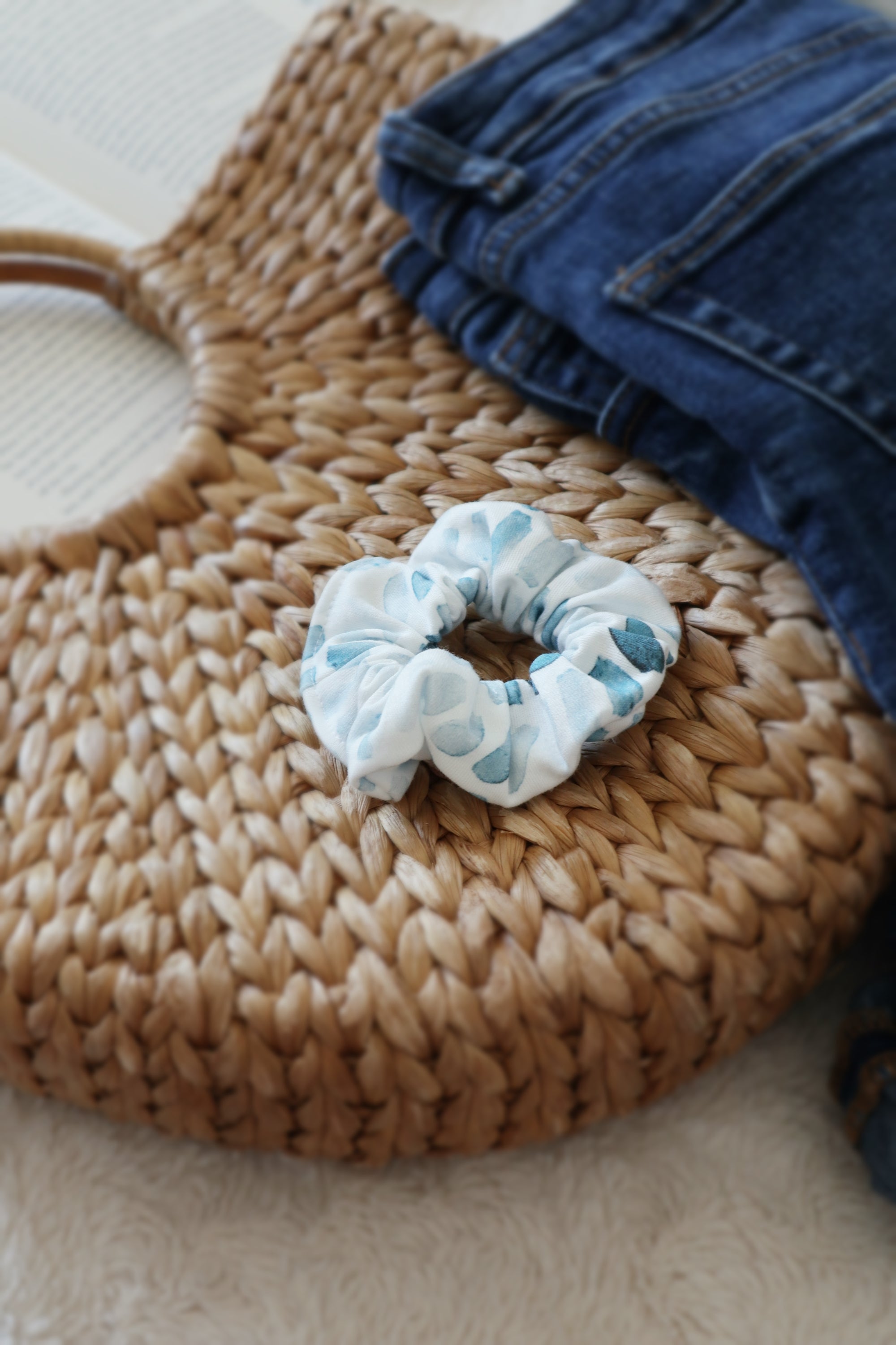 Hair Scrunchie - Watercolour Chevron