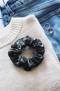Hair Scrunchie - Black Marble